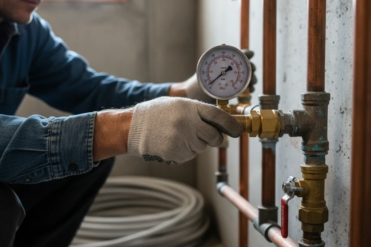 Pressure testing a repaired line during Water Line Repair in Sangerfield